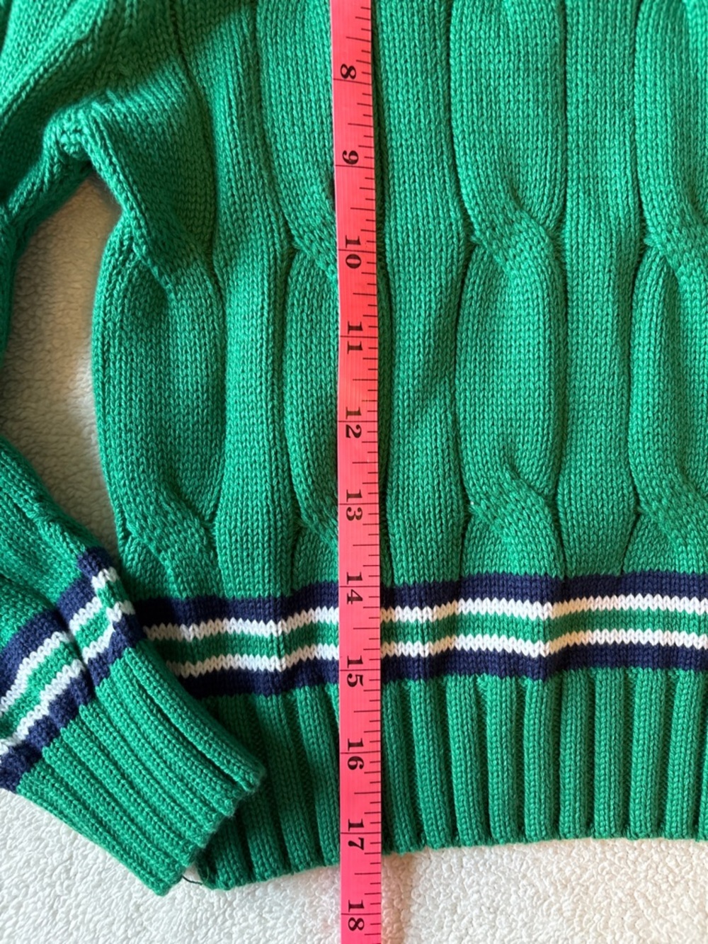 Wilson Preppy Tennis Sweater, Green w Blue White. Size 6/6x - Picture 5 of 8